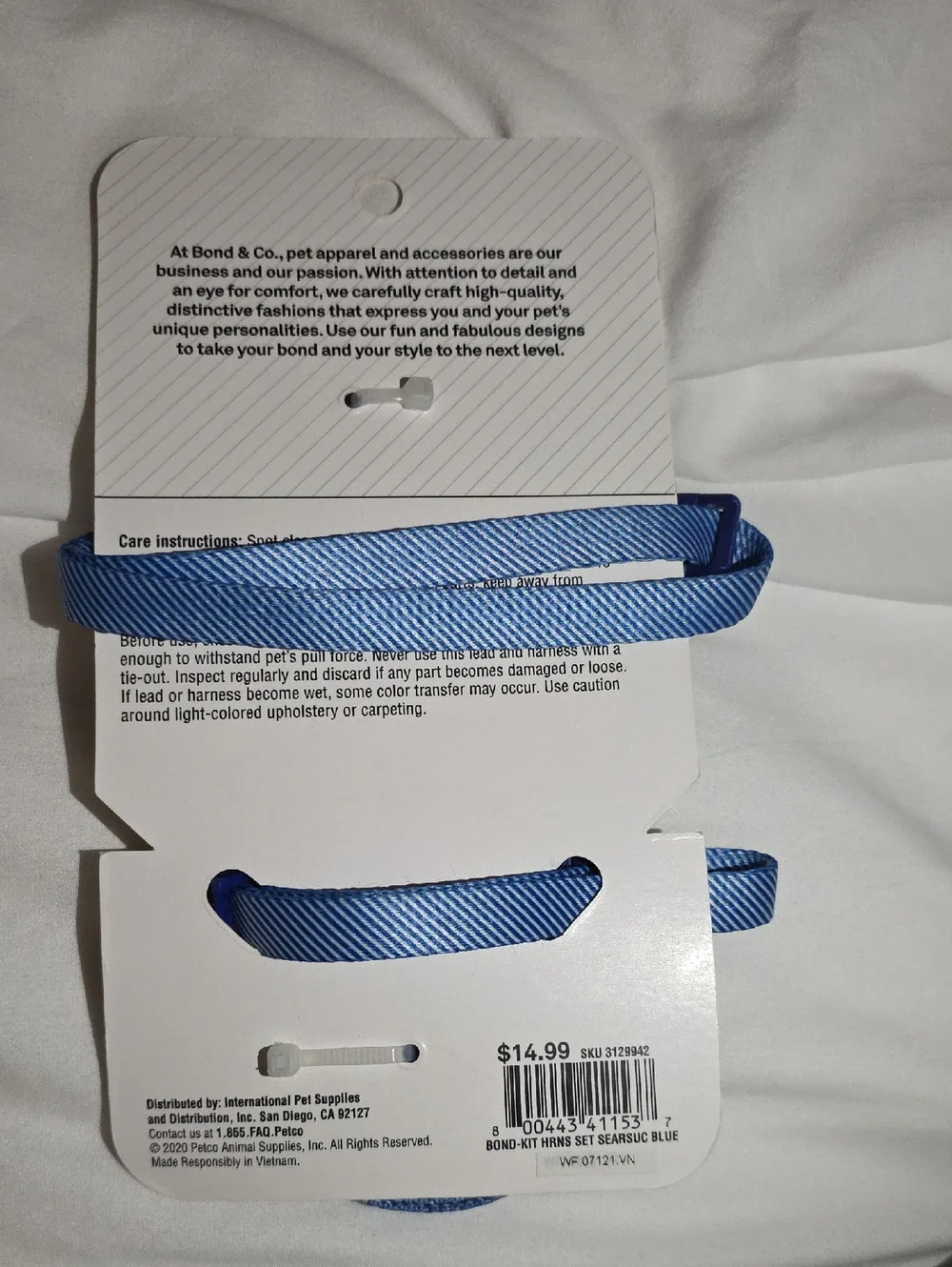 Bond & Co Blue Kitten Harness and Lead Set with Clip Neck 8-12 Inches